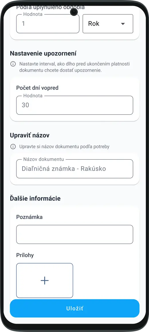 Nastavenie servisných intervalov a pripomienok údržby vozidla podľa vlastných potrieb v aplikácii HealthCar