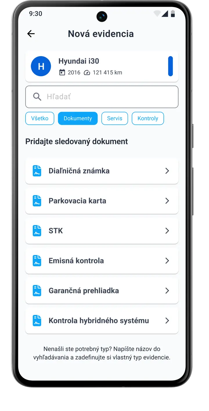 Prehľadná evidencia údržby vozidla, servisných úkonov a dokumentov v mobilnej aplikácii HealthCar