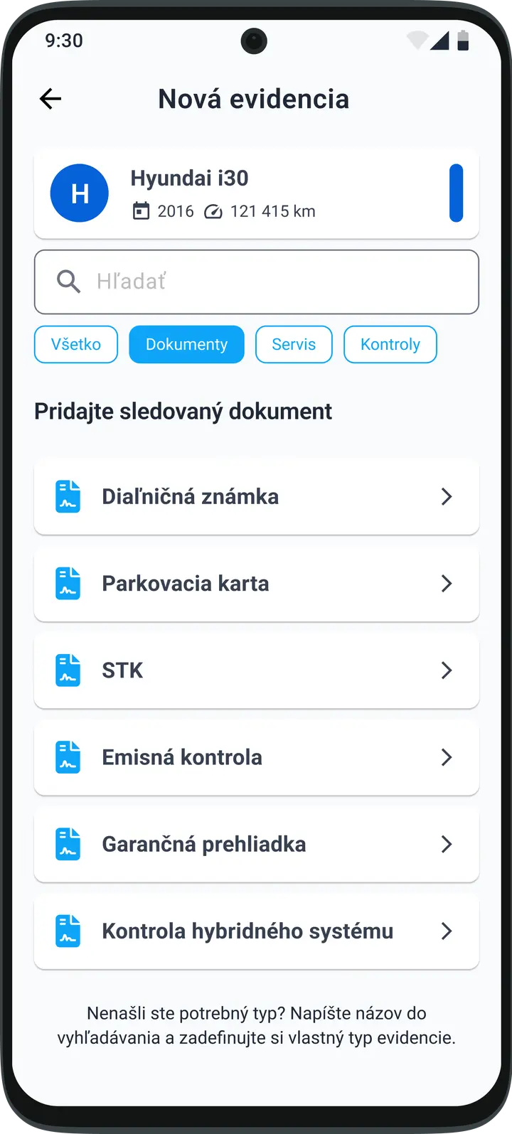 Prehľadná evidencia údržby vozidla, servisných úkonov a dokumentov v mobilnej aplikácii HealthCar