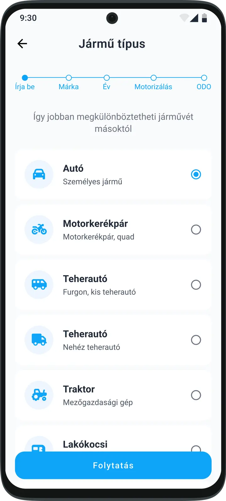 Több jármű kezelése egyetlen alkalmazásban – autók, motorkerékpárok és egyéb járműtípusok a HealthCarban