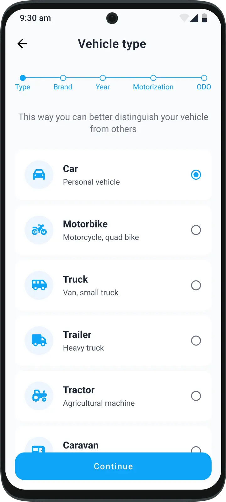 Manage multiple vehicles in one app – cars, motorbikes and other vehicle types in HealthCar