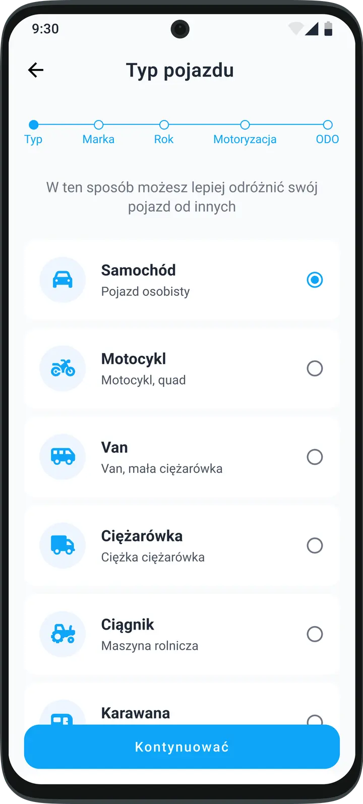 Zarządzaj wieloma pojazdami w jednej aplikacji – samochodami, motocyklami i innymi typami pojazdów w HealthCar