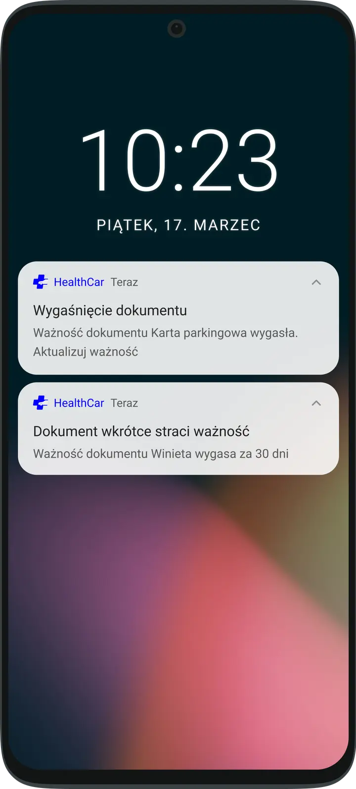 Podgląd inteligentnych przypomnień o konserwacji pojazdu według daty i przebiegu w aplikacji