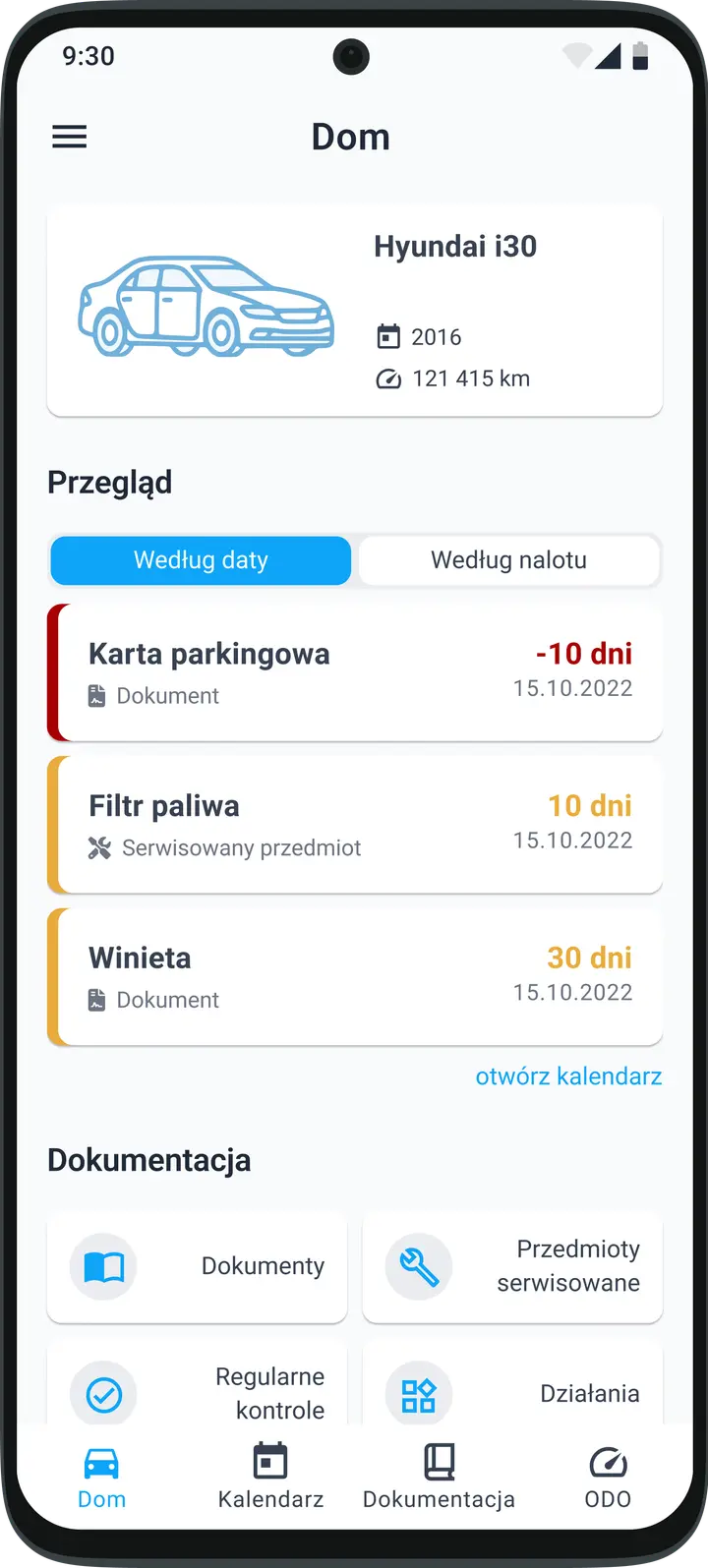 Inteligentne przypomnienie o konserwacji pojazdu
